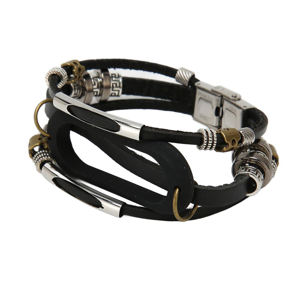 Smart Bracelet Strap Vintage Leather Metal Silicone Protecting Bracelet Band Strap for Mi Band 7