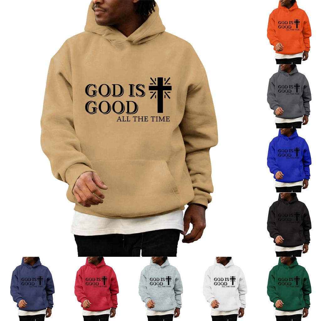 Sweatshirts For Men Christ Cross Pullover Hoodie Inspirational Graphic Long Sleeve Sweatshirt