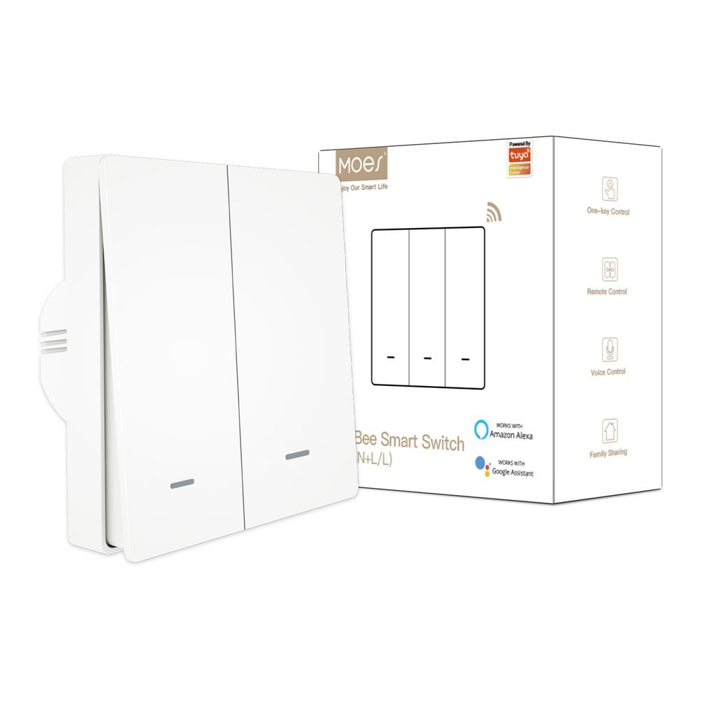 MOES NO Neutro No Condensatore Zigbee 3.0 Pulsante a Muro Wireless Interruttore Luce Intelligente Tuya Standard UE UK 1/2/3 Gang