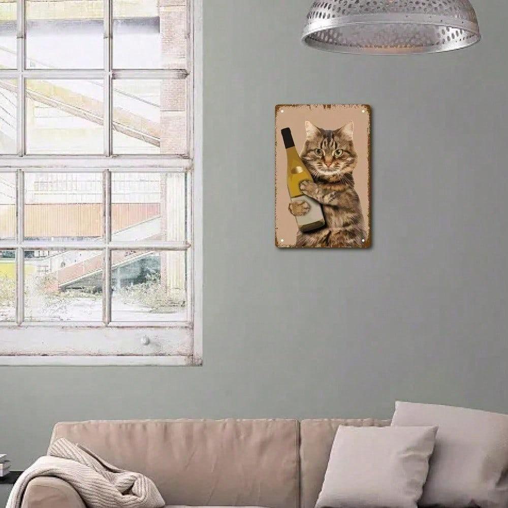Vintage Cat Metal Tin Sign Retro Wall Art Decor Funny Cat Pub Plaque for Home Office Bar Garage