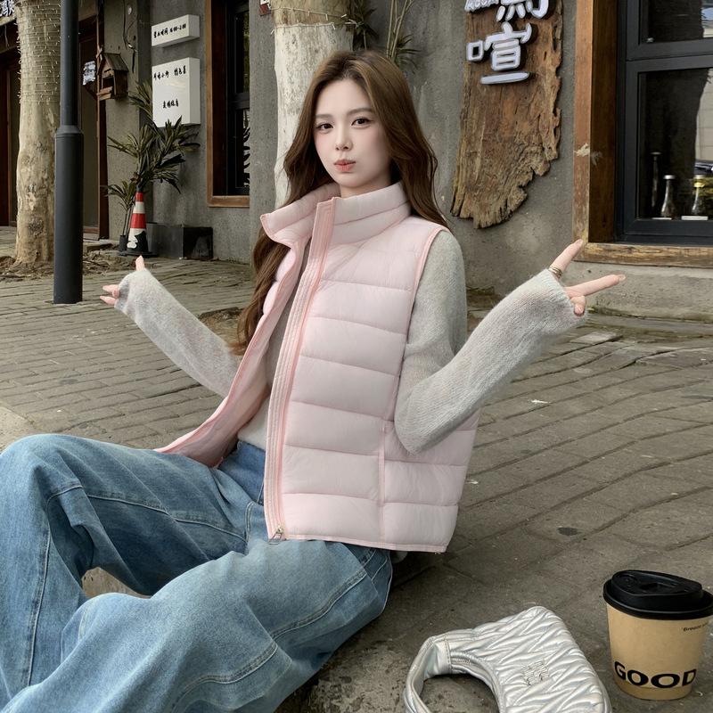 Autumn and winter new women's short down cotton vest stand-up collar loose versatile warm fashion cotton vest