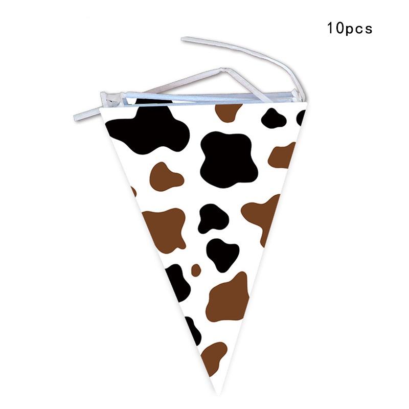 High-quality Party Tableware Set Black Brown Cow Print Paper Plates Cups And Utensils