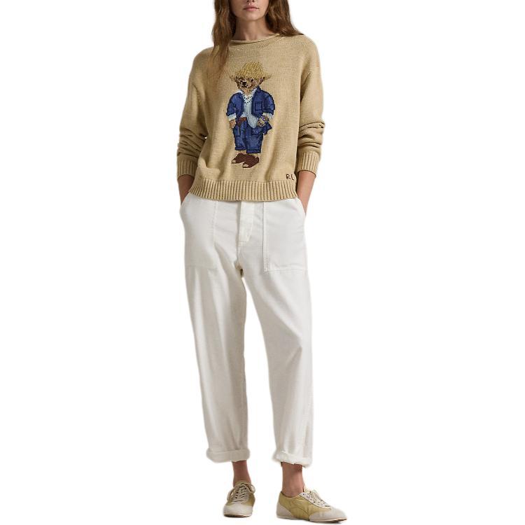 Polo Ralph Lauren Loose Fit Crew Neck Long Sleeve Sweater Women sweater Khaki WMPOSWENC021152-270