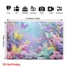2D Backdrop with Multicolor Butterflies, Hydrangeas, and Soft Pastel Mist