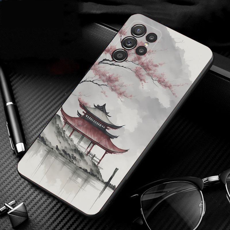 Japan Sceneary Cherry Flower Mountain Phone Case For Samsung S24 S23 S22 S21 S20 Ultra S20 S22 S21 S10E S20 FE S24 Plus Shell