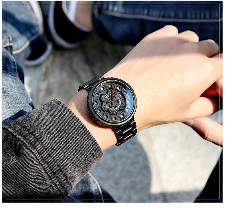 Sanda Men's Trendy Steel Band Hollow Dial Watch