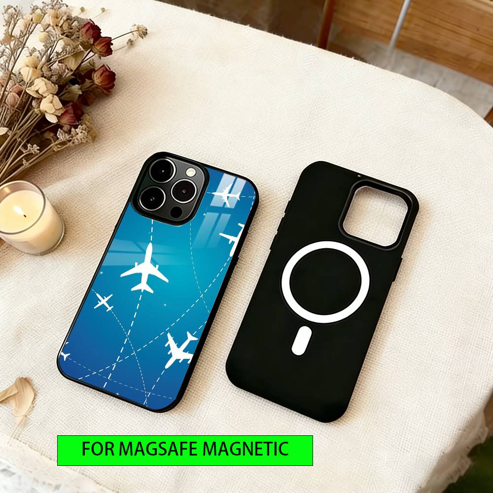 

Airplane route pattern Phone Case For iPhone17,16,15,14,13,12,11 Plus,Pro Magnetic with Magsafe Wireless Charging iPhone14ProMax
