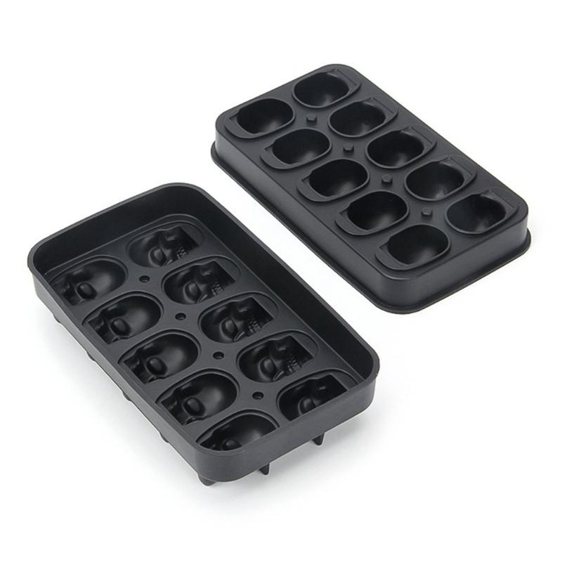 10 Hole Skull Shape Ice Tray Food Grade Silicone Ice Maker Mold Reusable Ice Maker for Cocktails, Whiskeys, Soups