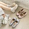 Retro Mary Jane Einzelne Schuhe mit flachem Ausschnitt Damen Sommer neue modische vielseitige Röcke dicker Absatz coole einzelne Schuhe