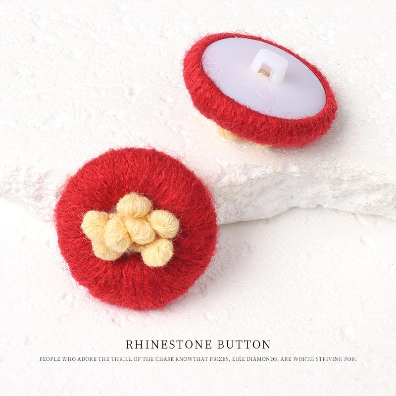 

5pcs Handmade Colored Cotton Thread Bag Button Coat Trench Coat Buttons Sweater Jacket Cardigan Decorative Button Buttons 25mm red + yellow