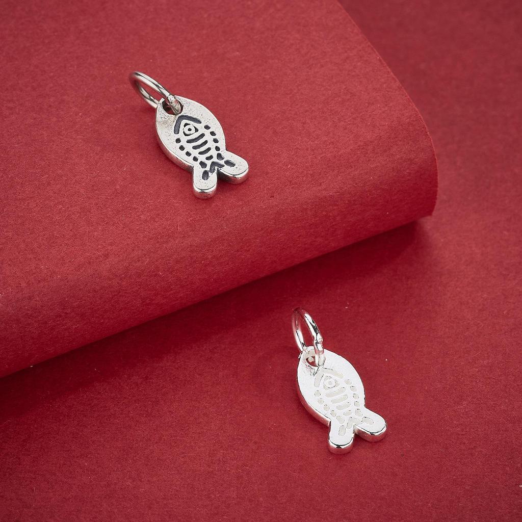 S925 Sterling Silver Fish Pendant Charm for DIY Handmade Beading and Weaving Bracelet/Necklace Accessories.