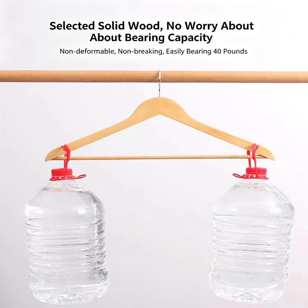 Solid Wood Clothes Hangers, Non-slip Shoulder Grooves 360° Swivel Chrome Hook Garment Hangers for Shirts Pants Dresses, Hotel Closet Storage Organizer