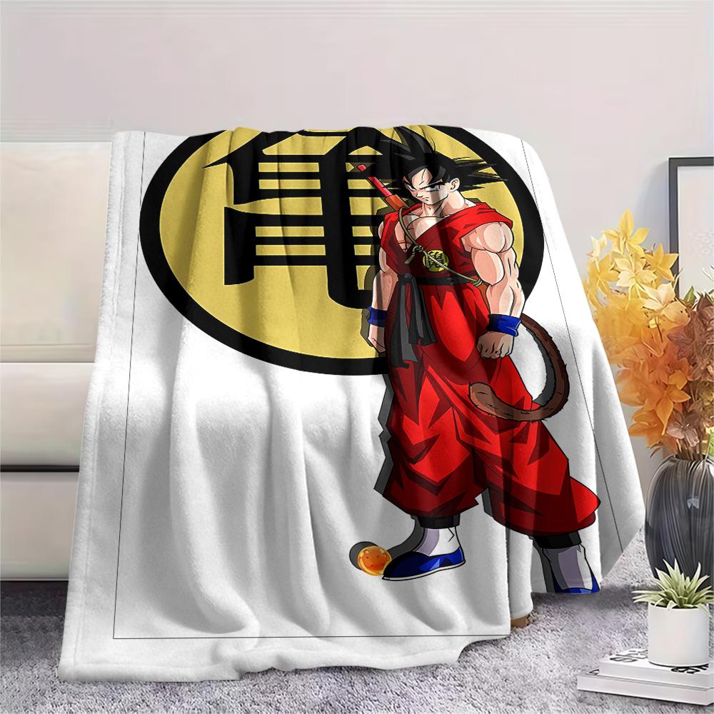 Flanelová deka s potiskem postav z Dragon Ball, Vysoce kvalitní, Pohodlná pro všechna roční období, Domácí dekorace, Teplo a pohodlí, Perfektní jako vánoční dárky