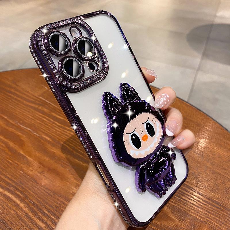 Luxury Rhinestones Are Suitable for Apple 16promax Mobile Phone Case IPhone15 Labu Mirror Holder 14 All-inclusive 17.