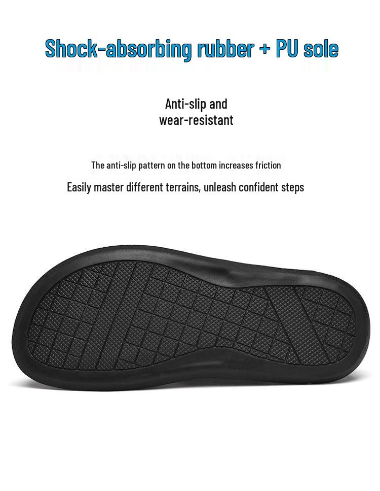 Men's Genuine Leather Summer Flip-Flops, Toe Post Beach Shoes, Lightweight & Breathable Slippers