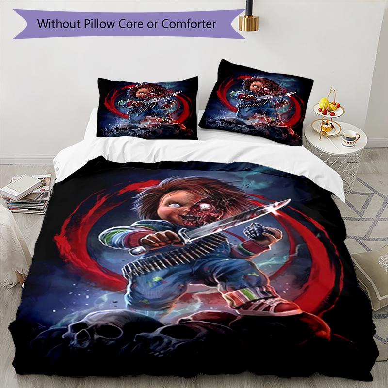 3pcs Chucky2 Design Cover Set - HD Printed Bedding with 1 Cover and 2 Pillowcases - Perfect for Home and Dorm Decor