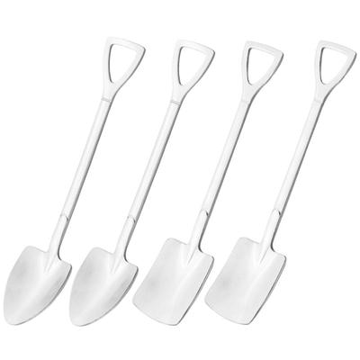 4-teiliges mehrfarbiges Dessert-Kaffeelöffel-Besteck-Set aus Edelstahl, Schaufel-Löffel-Set, Eis-Rührlöffel-Werkzeug, kreatives Teelöffel-Set