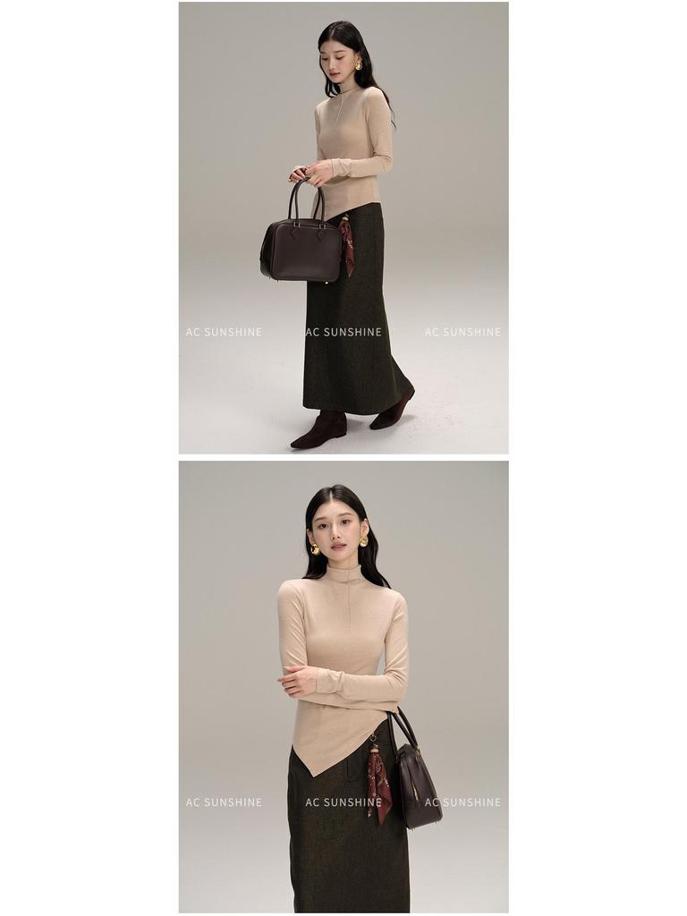 AC Sunshine Women's Vintage-Look Woven Cotton Midi Bodycon Skirt for Everyday Casual and Commute Wear