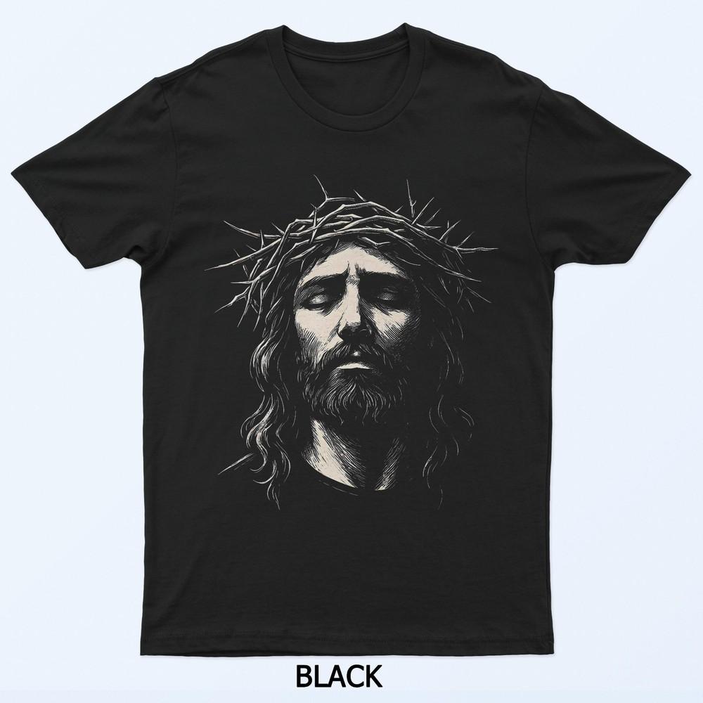 Jesus Christian Face Crown Of Thorns Religious Faith T-Shirt