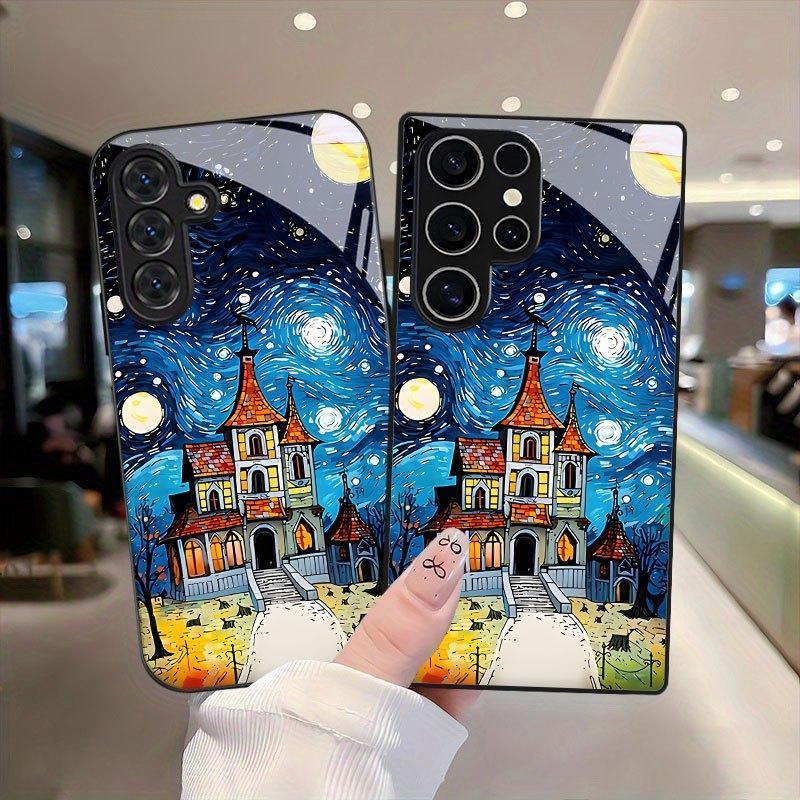 Tempered Glass Phone Case For Galaxy S26 S21 S22 S23 S24 S25 FE Ultra Plus . Vintage Castle Style.