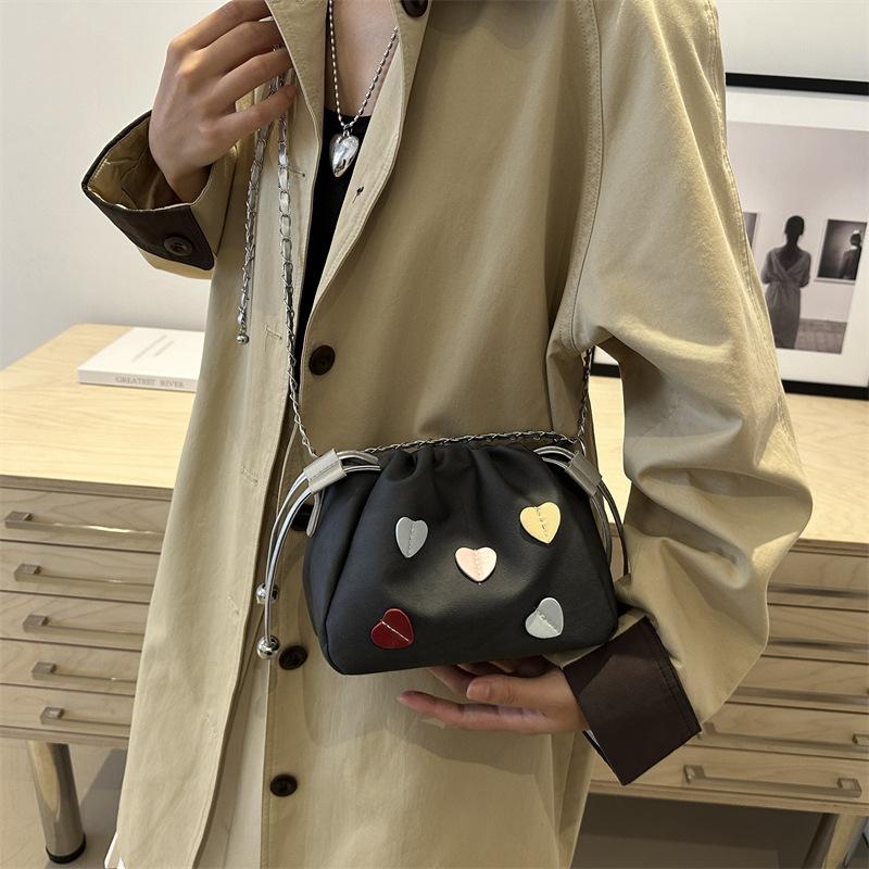 Faux Leather Bucket Bag for Women, Trendy Shell Shaped Shoulder Purse, Cute Love Lock Clutch Crossbody Bag