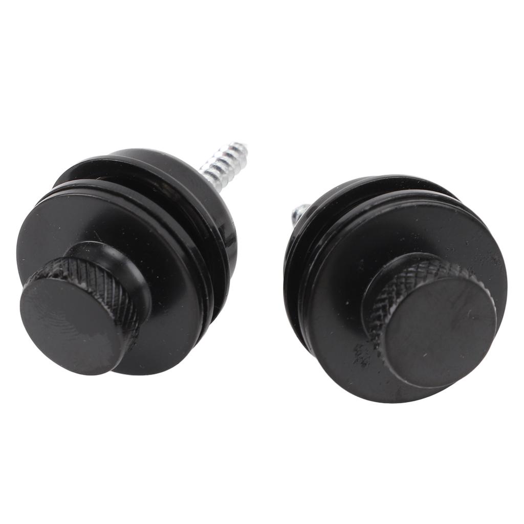 2Pcs Guitar Strap Locks Security Buttons Heavy Duty Metal Flat Round Head Non Slip Fall Resistant Tool Black