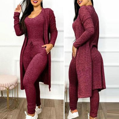 Autumn Spring Women's Drawstring Pocket Design Jumpsuit & Coat Set Temperament Commuting Women Suit Sets Two Piece Outfits