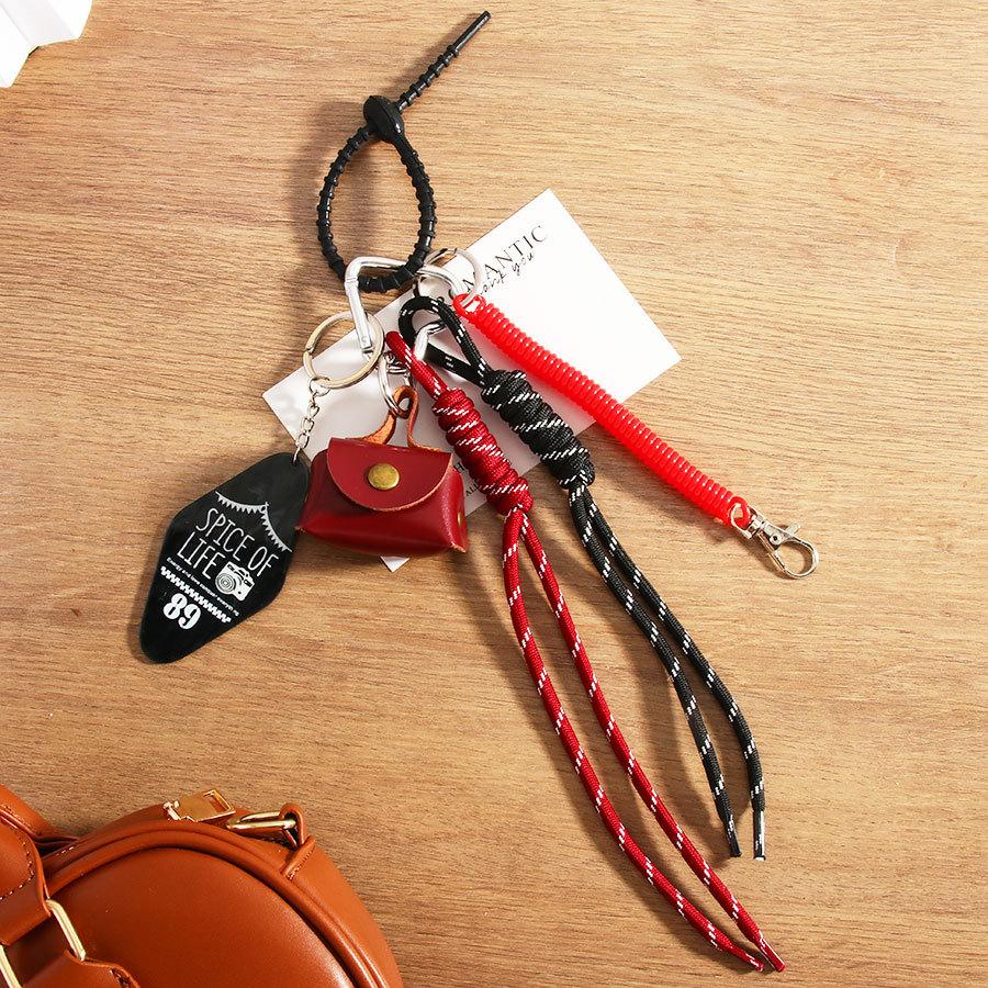 Style Fashion Leather Leopard Print Small Bag Braided Rope Bag Pendant Lanyard Premium Mobile Phone Pendant
