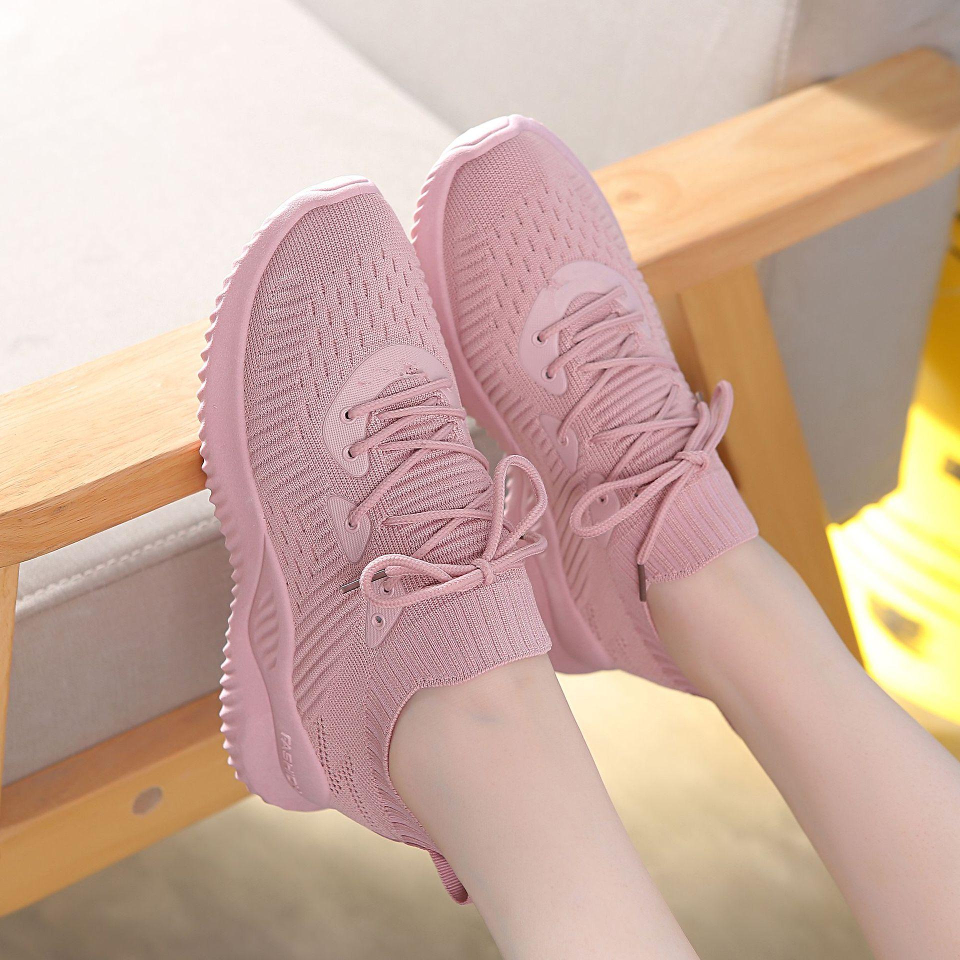 

Весенние ленивые однослойные летящие тканые удобные сбалансированные повседневные туфли 39 розовый