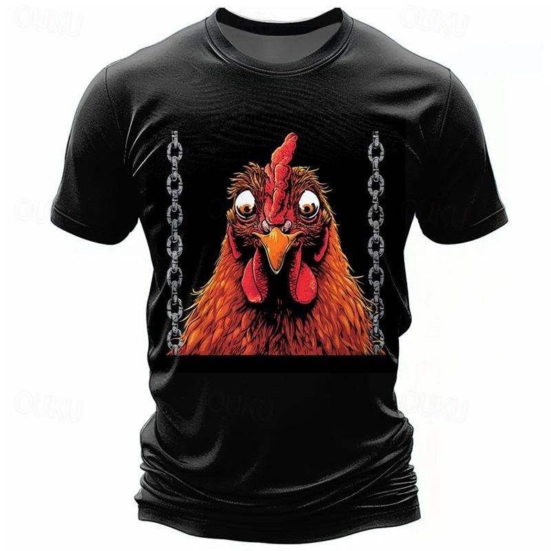 Funny Animal Print T-shirt For Men Cool Camel Funny Cow Chicken Graphic Short Sleeve T Shirts Personality Outdoor Loose Tees