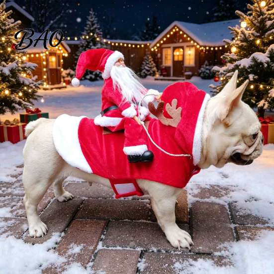 Vtipný oblek Santa Clause pro mazlíčka, kostým jezdce pro psa, vánoční oblečení s nastavitelným zapínáním, cosplay pro mazlíčky, sváteční oblečení pro štěňata, malé i velké psy
