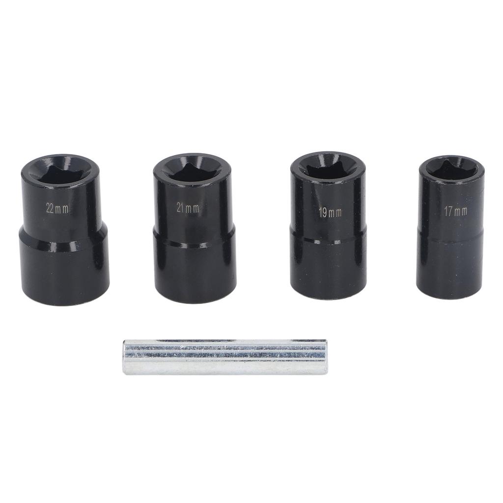 5-teiliges Schraubenausdreher-Set 12-Kant Antrieb Impact Radmutterentferner Werkzeug Metrisch 17mm 19mm 21mm 22mm Cr Mo