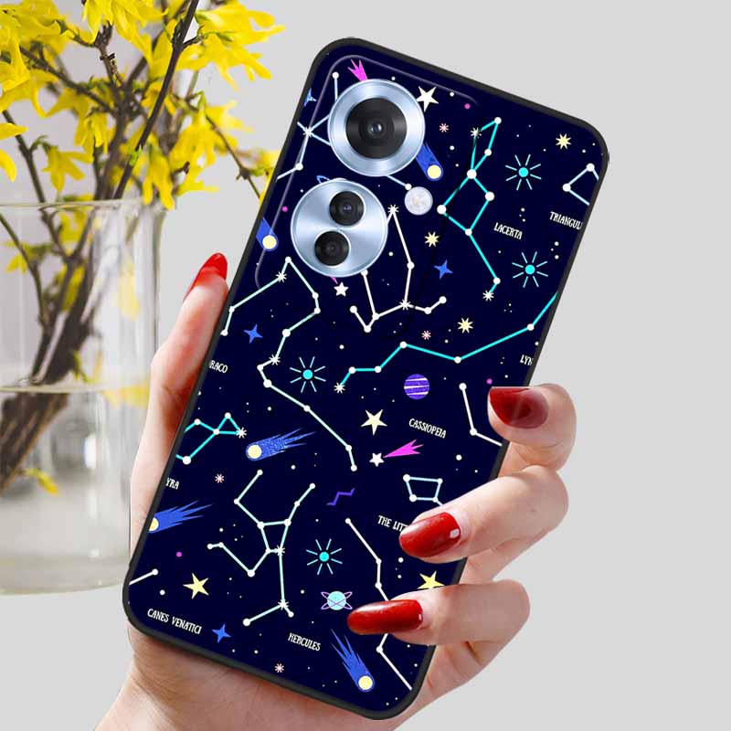 Phone Cover for OPPO Reno11 F 5G Case Black Silicone TPU Fashion Marble Print Shells for Oppo Reno 11F Protective Capa Soft Bags