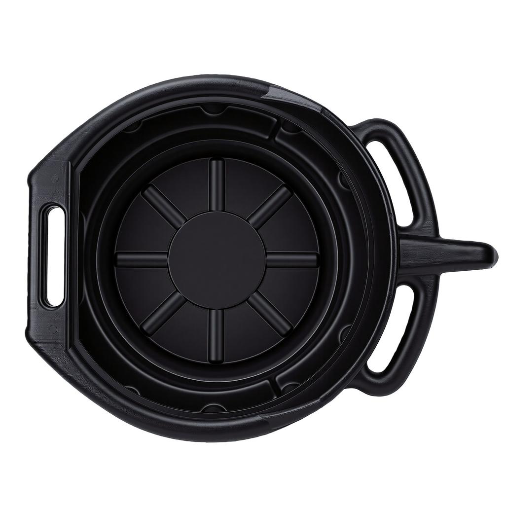 15L Oil Drain Pan with Pour Spout Black Anti Splash Oil Drip Catcher Container for Car Motorcycle Truck