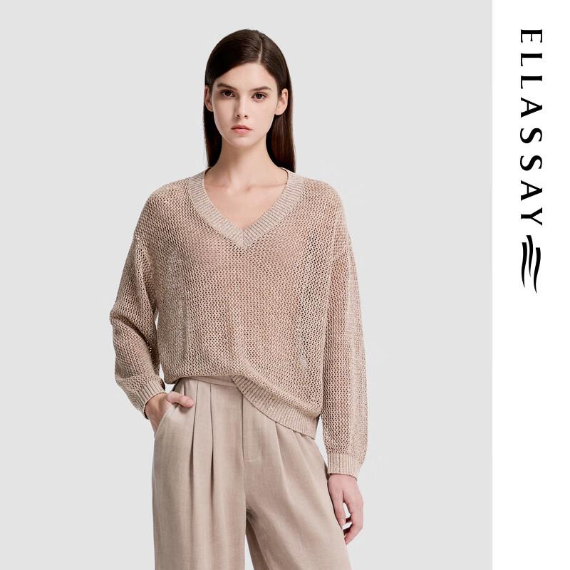 ELLASSAY Women s V-Neck Knit Sweater S