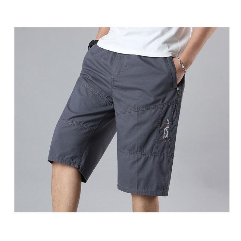 Men's Casual Cargo Shorts Elastic Waist Lightweight Multi Pocket Mid-Length Shorts for Outdoor