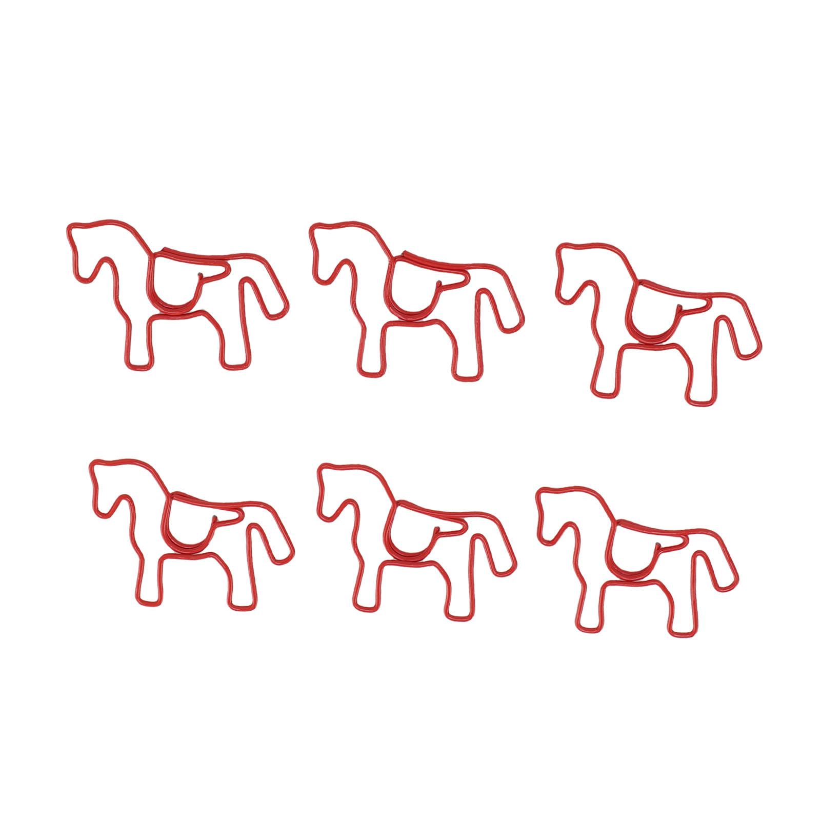 

100PCS Horse Shaped Paper Clips Cute and Interesting Bookmark Clips for Office Documents Craft Making Transparent Box червоний