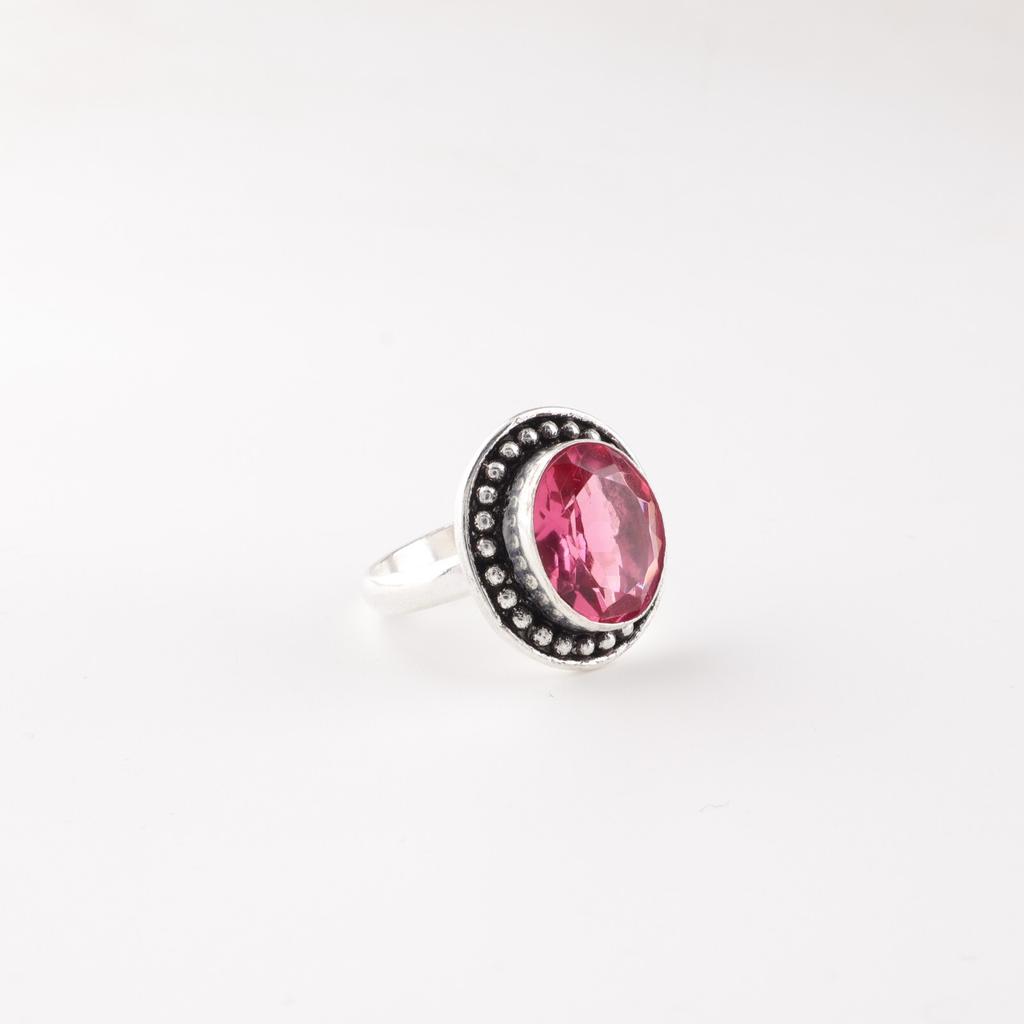 Pink Tourmaline Gemstone 925 Sterling Silver Jewelry Handcrafted Partywear Ring RR-62-1