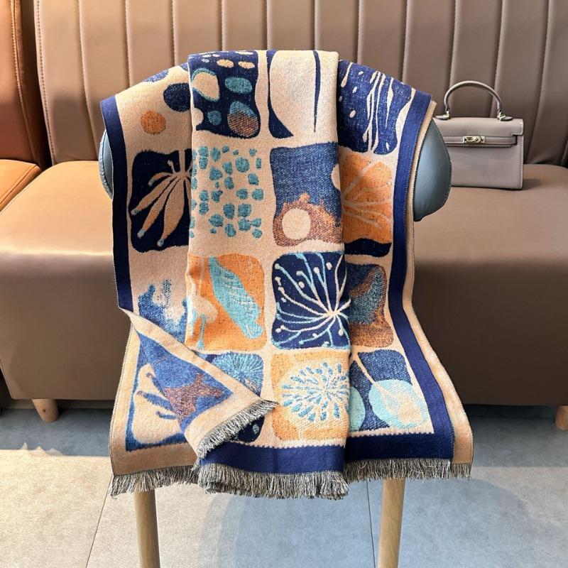 Winter New Imitation Cashmere Scarf Women's Abstract Art Oil Painting Warm Couple Scarf Air Conditioner Shawl