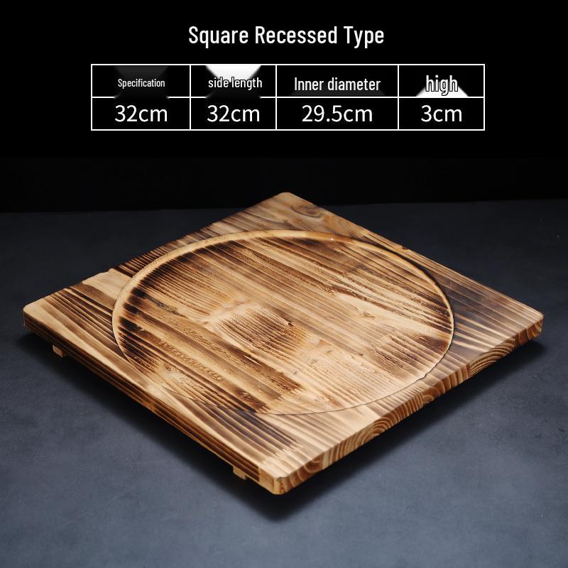 High-Temperature Resistant Fir Wood Heat Insulation Tray for Clay Pot Grilling