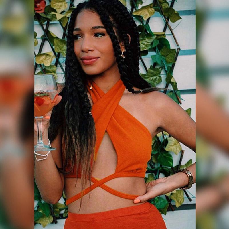 Tops cortos verdes sexis con cuello Halter para mujer, sin mangas, Espalda descubierta, para fiesta y Club, Top corto envolvente, ropa informal ajustada