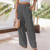 Ladies Fashion Color Straight Leg Cotton Linen Loose Wide Leg Pants