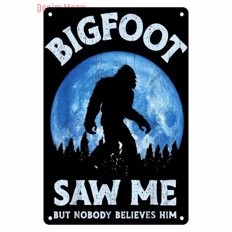 Vintage Bigfoot Crossing Metal Wall Decor, Warning Bigfoot Area, Tin Signs, Retro Decorative Stickers, Home Decor,  WY288