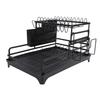 Dish Drying Rack Black Minimalist Space Saving Carbon Steel 2 Tier Dish Drainer for Kitchen Counter