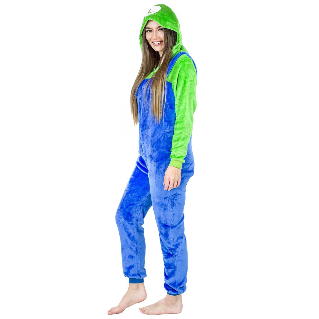 Kigurumi Luigi Mario Pigiami Tuta Intera Costume Adulto M Costume Luigi Mario Onesie - S