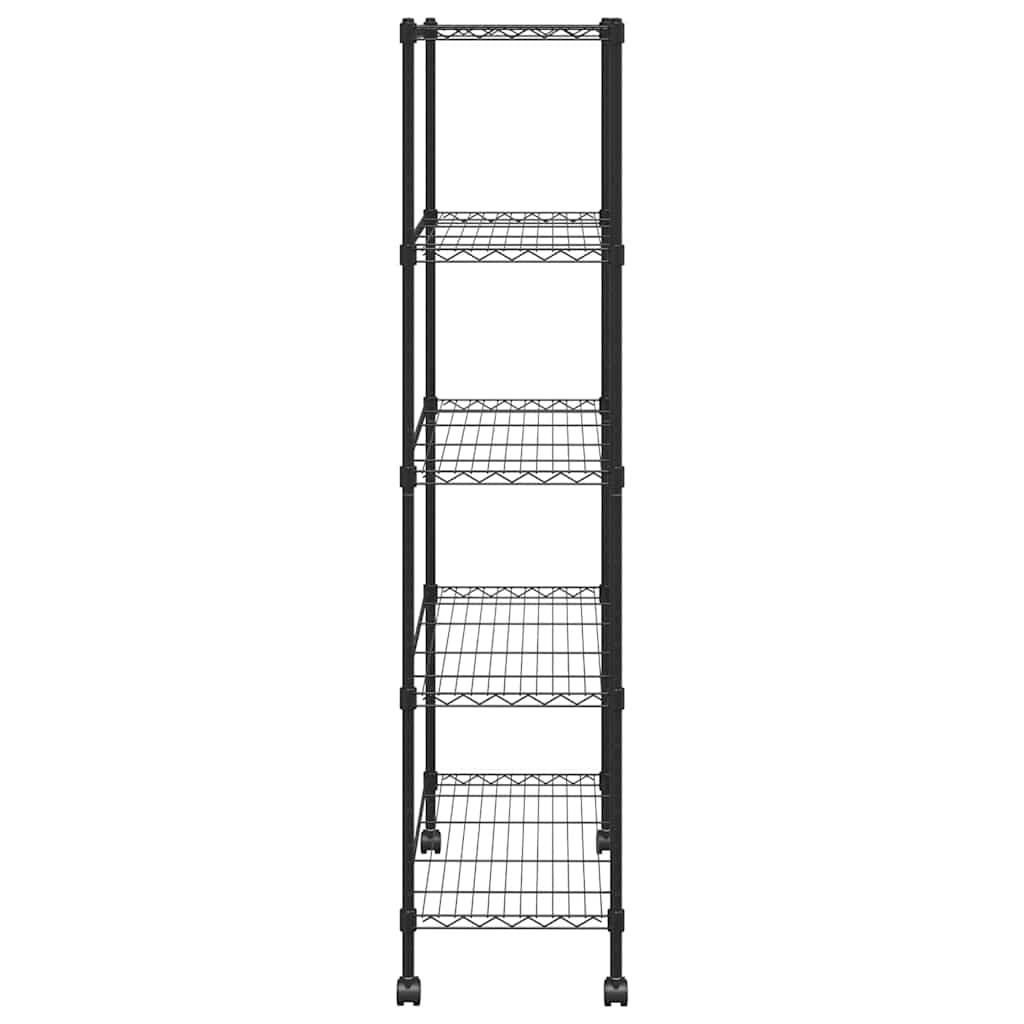 Storage Shelving Unit with 5 Shelves and Casters 75 x 35 x 155 cm Black 250 kg Capacity