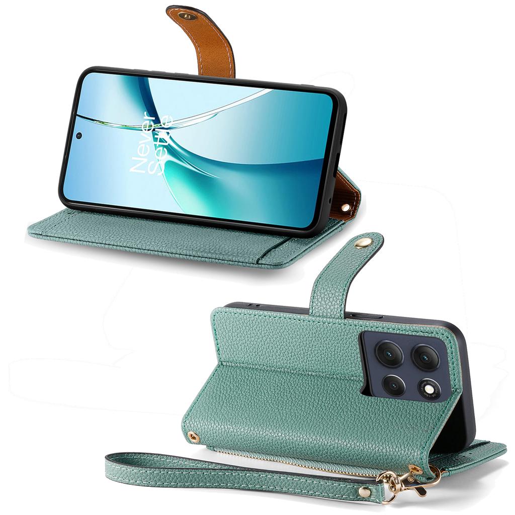 For Motorola Moto G86 5G Case RFID Blocking Zipper Pocket Leather Wallet Phone Cover with Strap