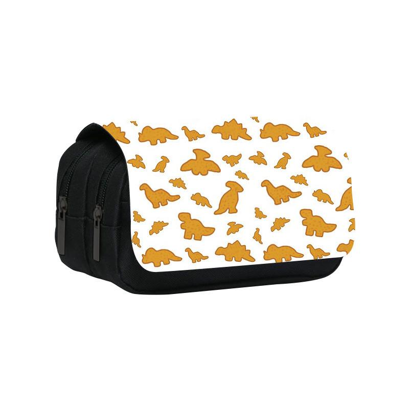 Dinosaur Chicken Nugget Double Layer Pencil Case With Nylon Material For Students And School Supplies