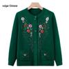 Elderly Women's Embroidered Knit Cardigan