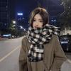 Couple Neck Warmer Korean-Style Double-Sided Large & Small Plaid Scarf Student Versatile Fleece-Like Cashmere Warm Shawl